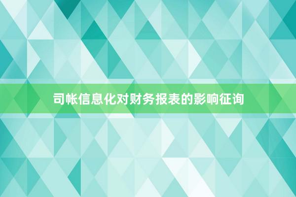 司帐信息化对财务报表的影响征询